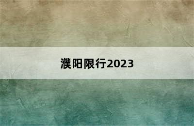 濮阳限行2023