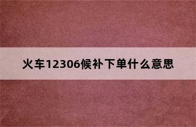 火车12306候补下单什么意思