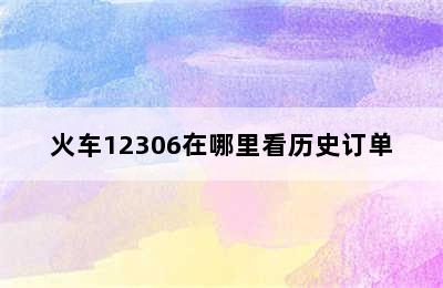 火车12306在哪里看历史订单