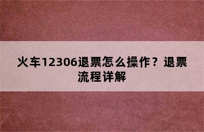 火车12306退票怎么操作？退票流程详解