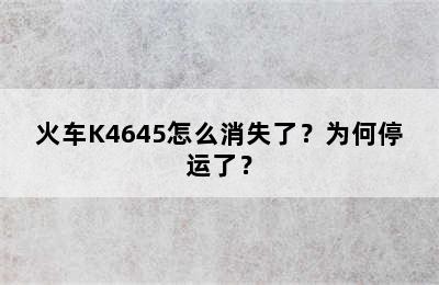 火车K4645怎么消失了？为何停运了？