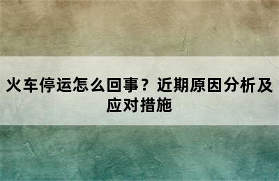 火车停运怎么回事？近期原因分析及应对措施