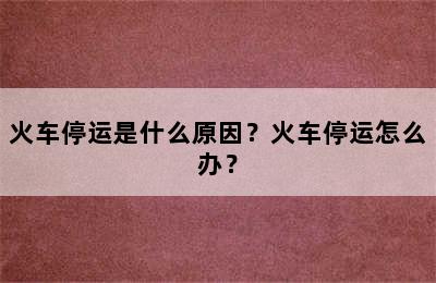 火车停运是什么原因？火车停运怎么办？