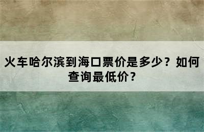 火车哈尔滨到海口票价是多少？如何查询最低价？