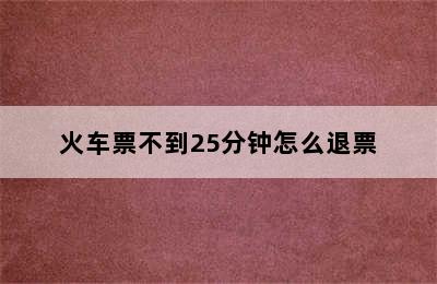 火车票不到25分钟怎么退票