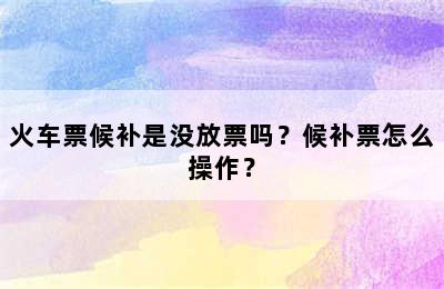 火车票候补是没放票吗？候补票怎么操作？