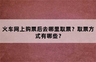 火车网上购票后去哪里取票？取票方式有哪些？