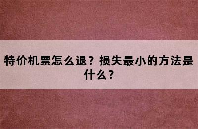 特价机票怎么退？损失最小的方法是什么？