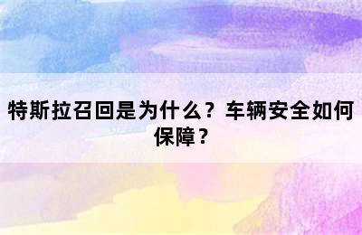 特斯拉召回是为什么？车辆安全如何保障？