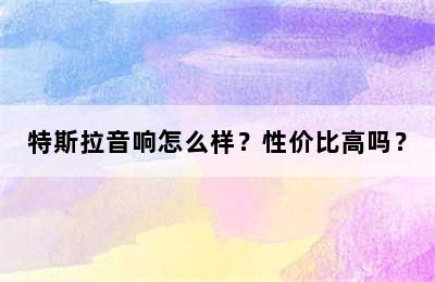 特斯拉音响怎么样？性价比高吗？