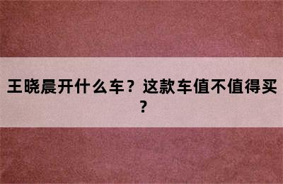 王晓晨开什么车？这款车值不值得买？