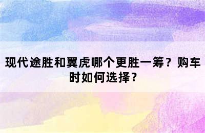 现代途胜和翼虎哪个更胜一筹？购车时如何选择？