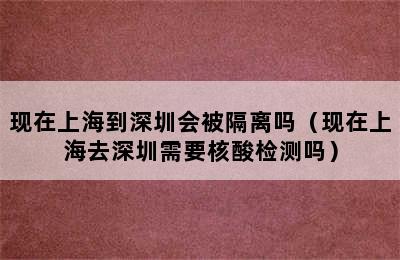 现在上海到深圳会被隔离吗（现在上海去深圳需要核酸检测吗）