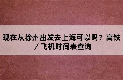 现在从徐州出发去上海可以吗？高铁／飞机时间表查询