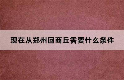 现在从郑州回商丘需要什么条件