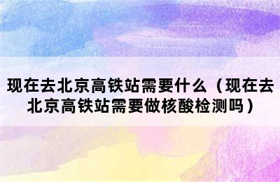 现在去北京高铁站需要什么（现在去北京高铁站需要做核酸检测吗）