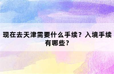 现在去天津需要什么手续？入境手续有哪些？