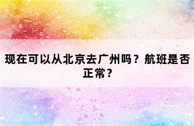 现在可以从北京去广州吗？航班是否正常？