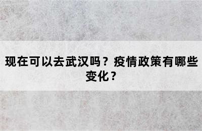 现在可以去武汉吗？疫情政策有哪些变化？