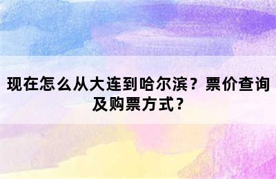 现在怎么从大连到哈尔滨？票价查询及购票方式？