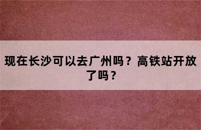 现在长沙可以去广州吗？高铁站开放了吗？