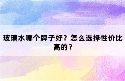 玻璃水哪个牌子好？怎么选择性价比高的？