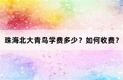 珠海北大青鸟学费多少？如何收费？