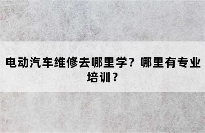 电动汽车维修去哪里学？哪里有专业培训？