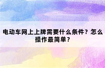 电动车网上上牌需要什么条件？怎么操作最简单？