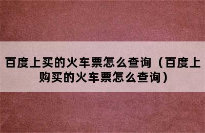 百度上买的火车票怎么查询（百度上购买的火车票怎么查询）