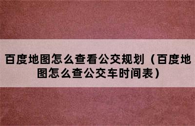 百度地图怎么查看公交规划（百度地图怎么查公交车时间表）