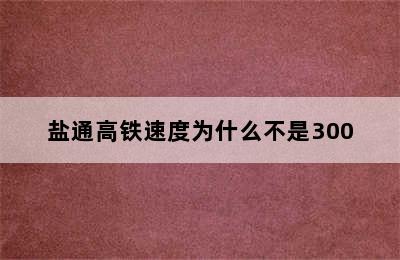 盐通高铁速度为什么不是300