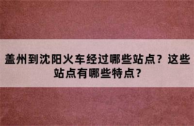 盖州到沈阳火车经过哪些站点？这些站点有哪些特点？