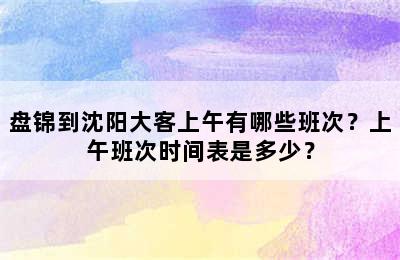 盘锦到沈阳大客上午有哪些班次？上午班次时间表是多少？