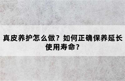 真皮养护怎么做？如何正确保养延长使用寿命？