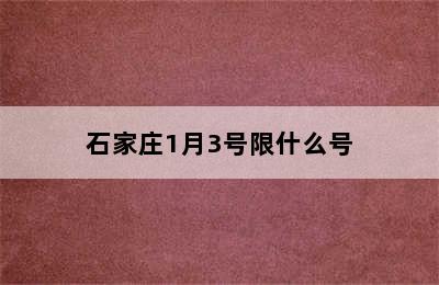 石家庄1月3号限什么号