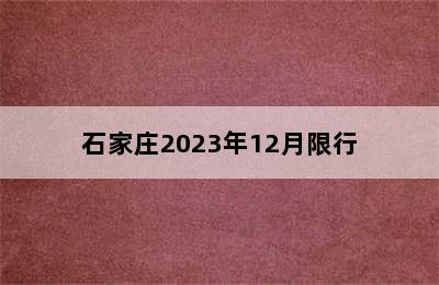 石家庄2023年12月限行