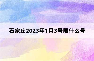 石家庄2023年1月3号限什么号