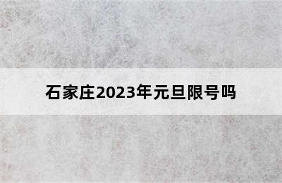 石家庄2023年元旦限号吗