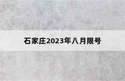 石家庄2023年八月限号