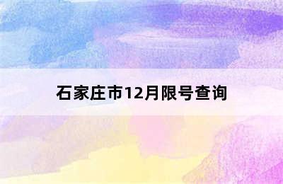 石家庄市12月限号查询