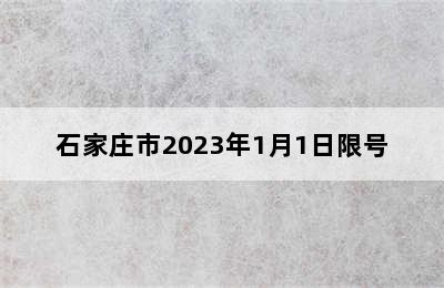 石家庄市2023年1月1日限号