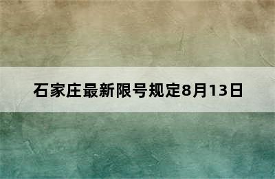 石家庄最新限号规定8月13日