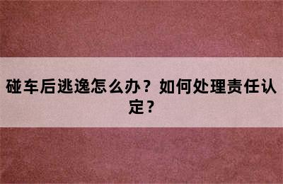 碰车后逃逸怎么办？如何处理责任认定？