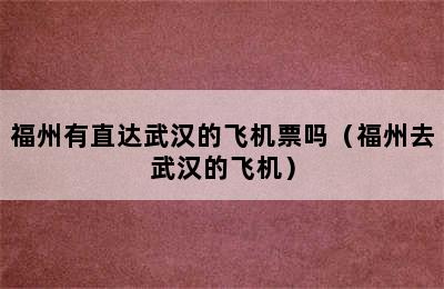 福州有直达武汉的飞机票吗（福州去武汉的飞机）