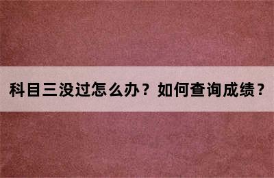 科目三没过怎么办？如何查询成绩？