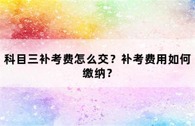 科目三补考费怎么交？补考费用如何缴纳？