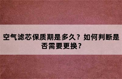 空气滤芯保质期是多久？如何判断是否需要更换？