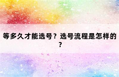 等多久才能选号？选号流程是怎样的？