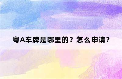 粤A车牌是哪里的？怎么申请？